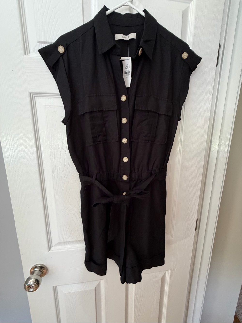 LOFT Black Button Up Romper